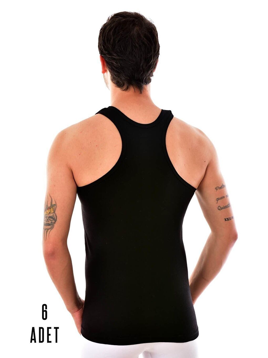 Erkek Siyah 6 Adet Pamuklu Spor Atlet 0118-1