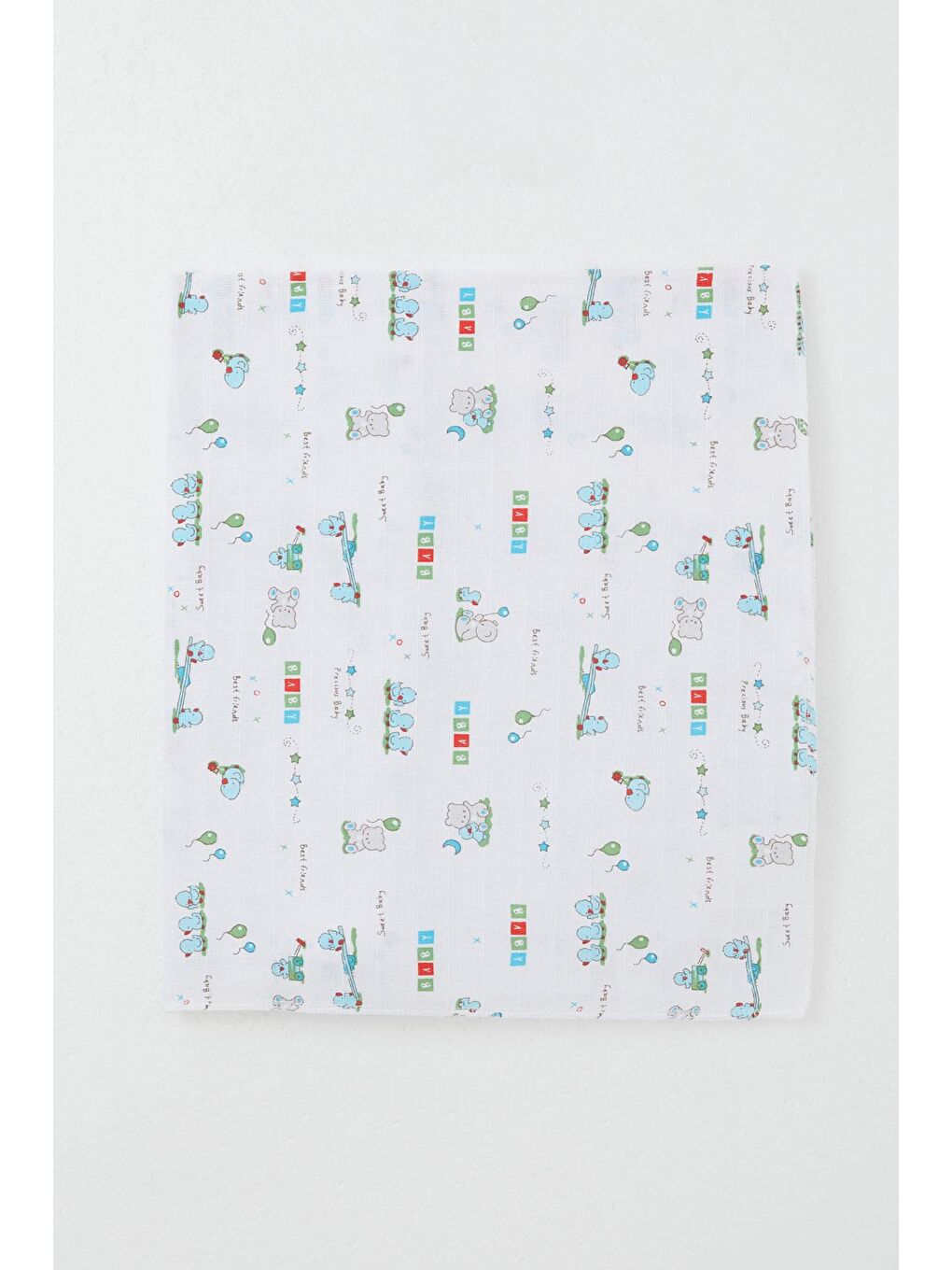 Yenidoğan Bebek Müslin Battaniye Sevimli Bebek Hayvancık Arkadaşlar Beyaz (77 X 93 Cm)