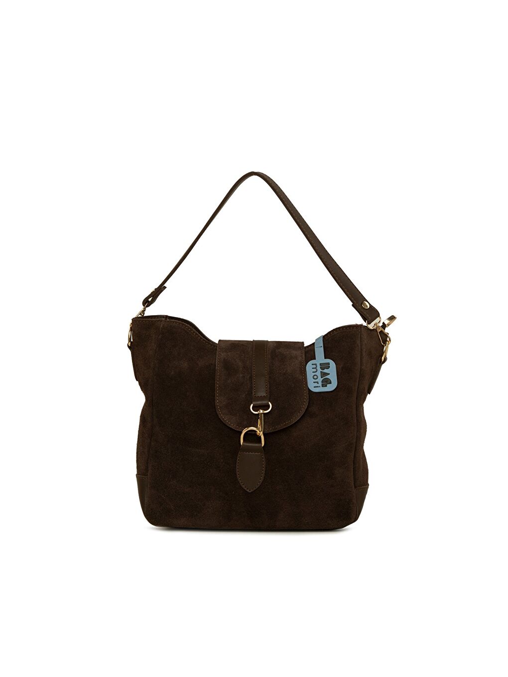 Kahverengi Hakiki Yarma Deri Aksesuarlı Kapaklı Çanta