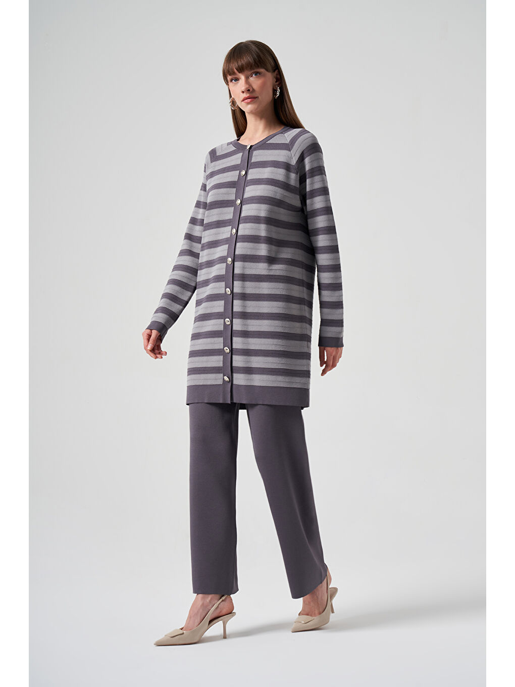 Gri Merserize Bol Paça Pantolon 002 Füme-3