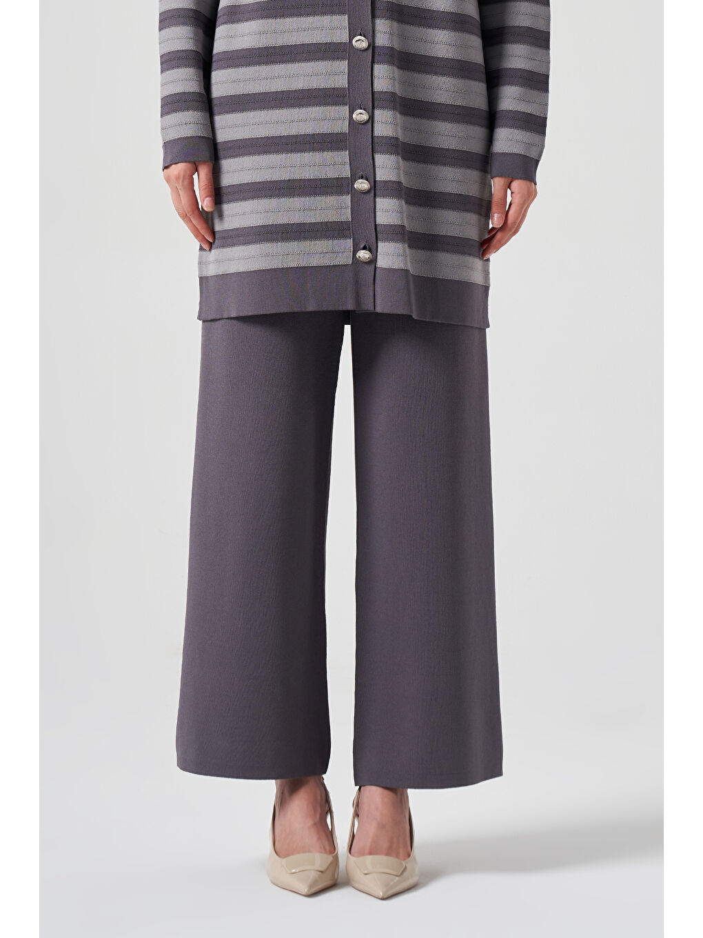 Gri Merserize Bol Paça Pantolon 002 Füme-4