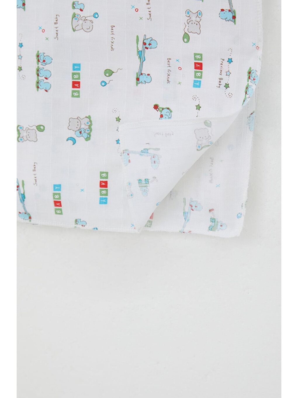Yenidoğan Bebek Müslin Battaniye Sevimli Bebek Hayvancık Arkadaşlar Beyaz (77 X 93 Cm)-2