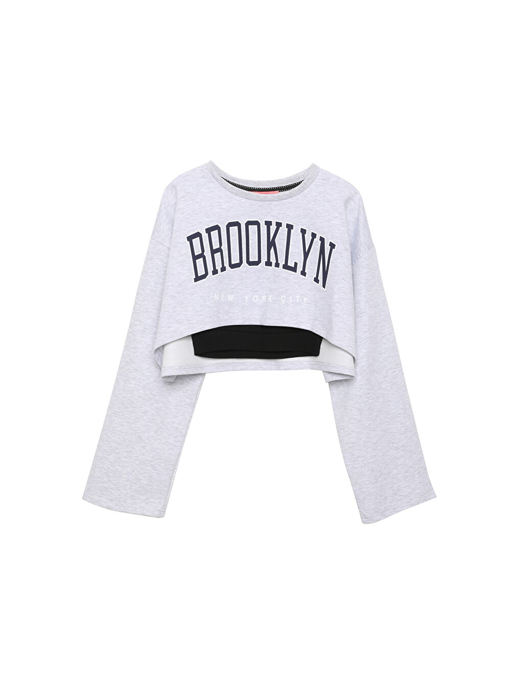 QUZU Gri İçi Askılı Match Detaylı Crop Sweatshirt Gri