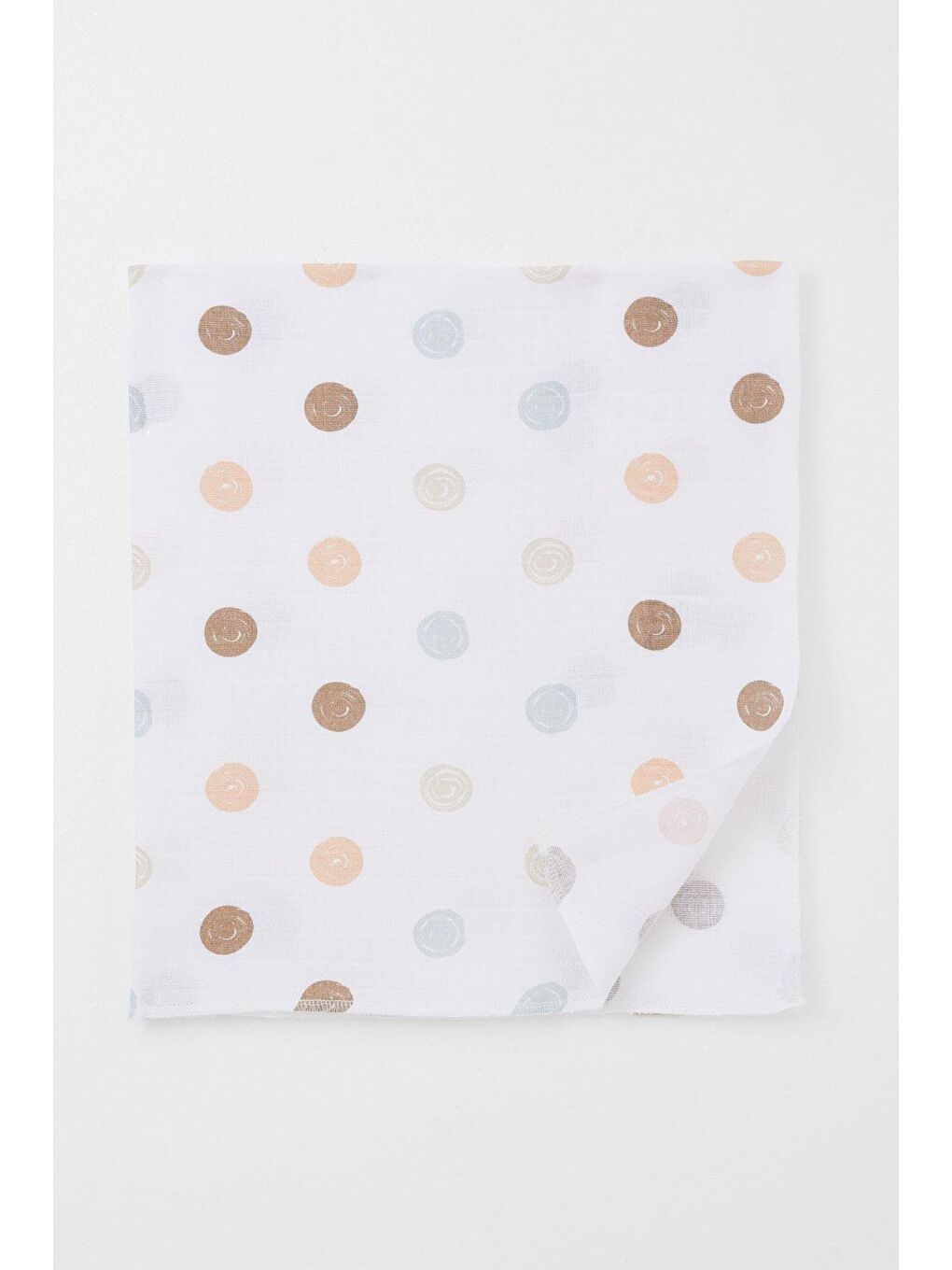 Yenidoğan Bebek Müslin Battaniye Renkli Puan Desenli Ekru (77 X 93 Cm)