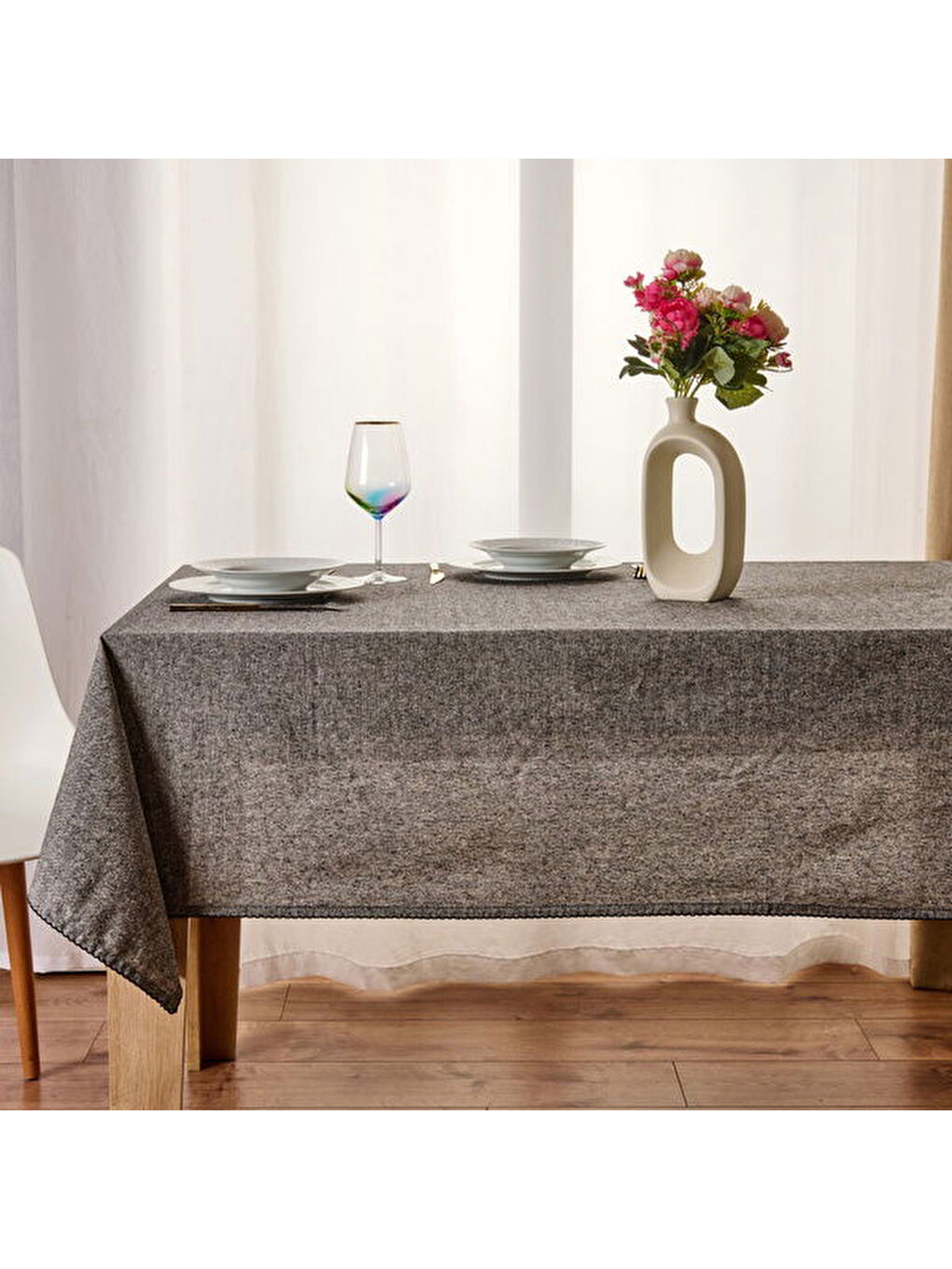 Soft Rustik Masa Örtüsü - Siyah - 140x200 cm-3
