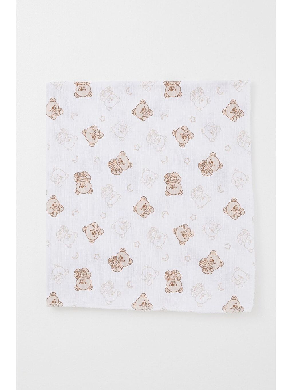 Yenidoğan Bebek Müslin Battaniye Sevimli Bebek Ayıcık Desenli Ekru (77 X 93 Cm)-1
