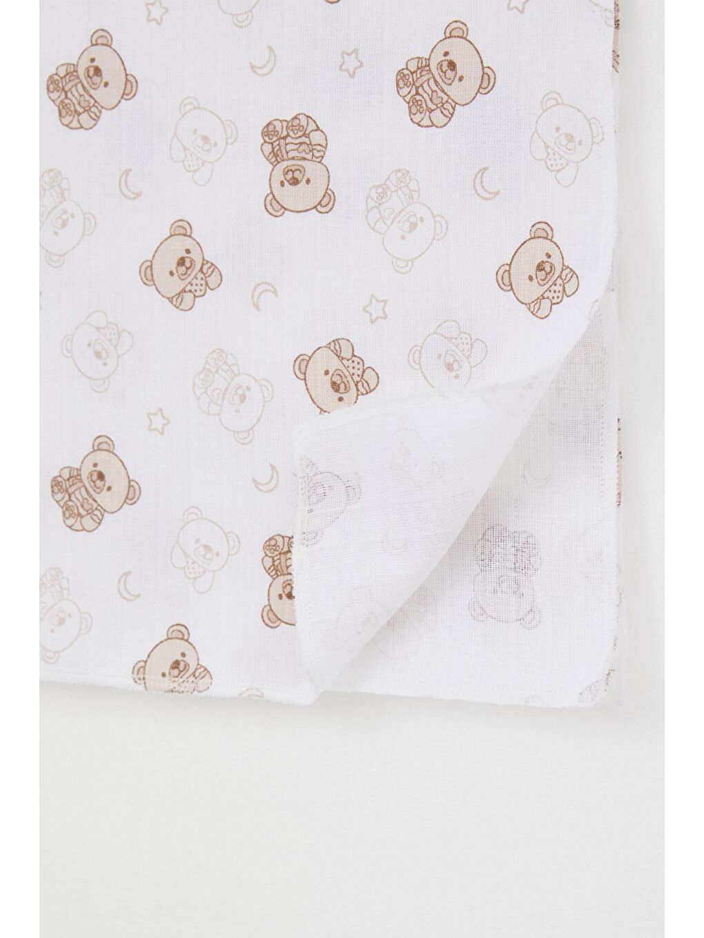 Yenidoğan Bebek Müslin Battaniye Sevimli Bebek Ayıcık Desenli Ekru (77 X 93 Cm)-2