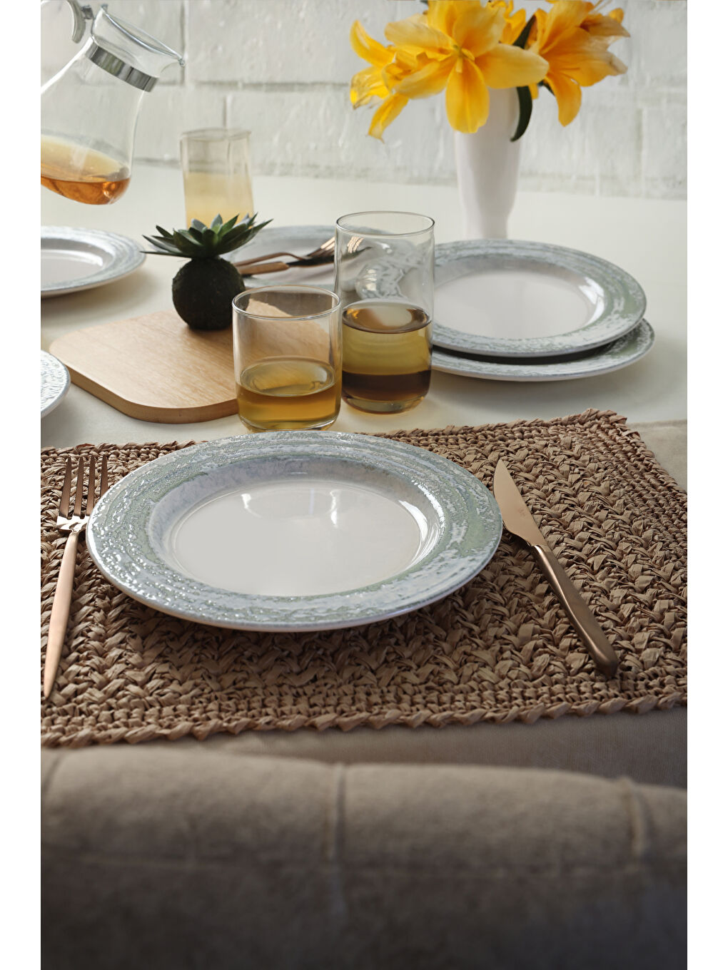 Karışık Vintage Green Assos Pasta Tabağı 22 Cm 6 Adet-1