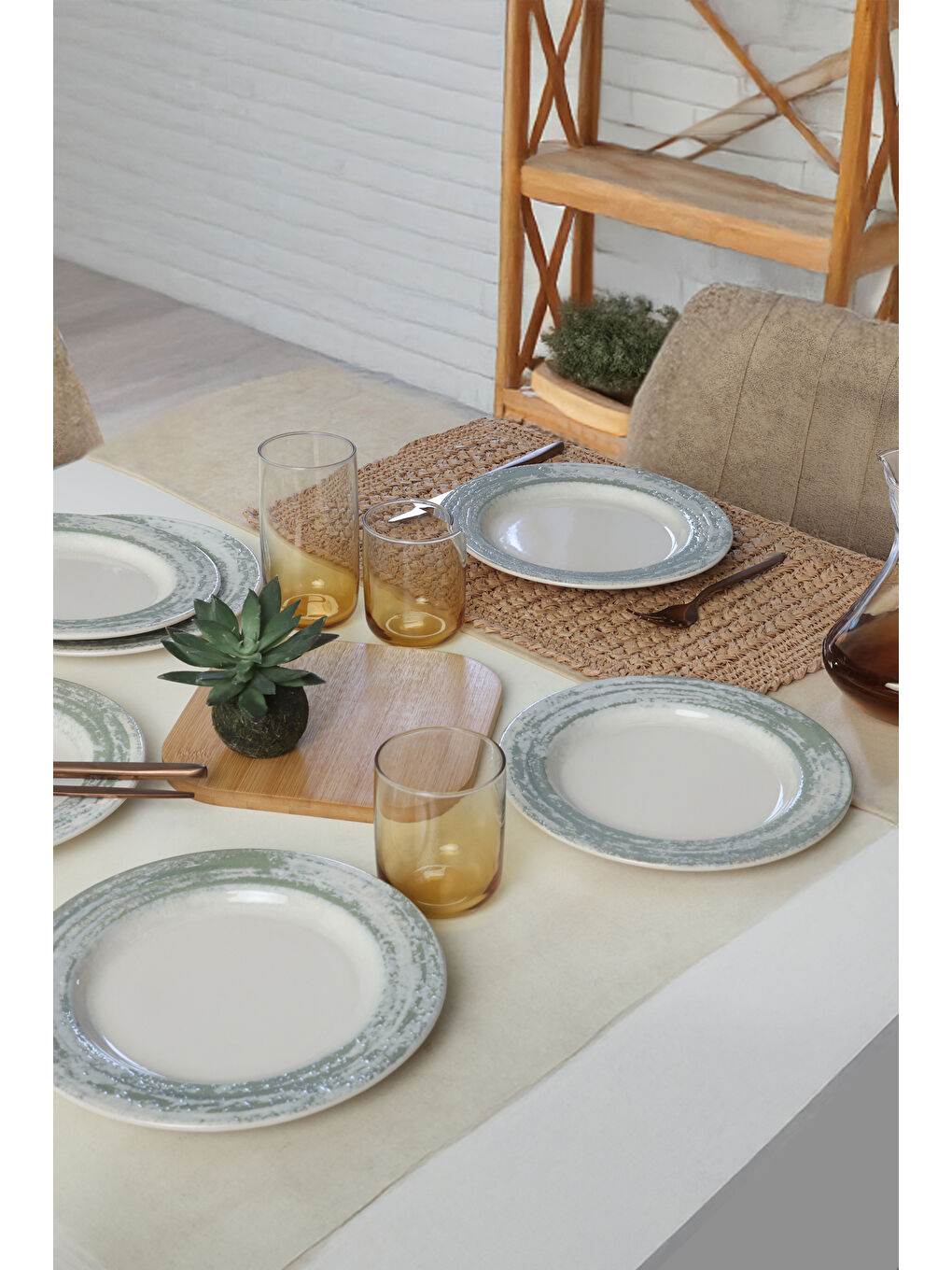 Karışık Vintage Green Assos Pasta Tabağı 22 Cm 6 Adet-2