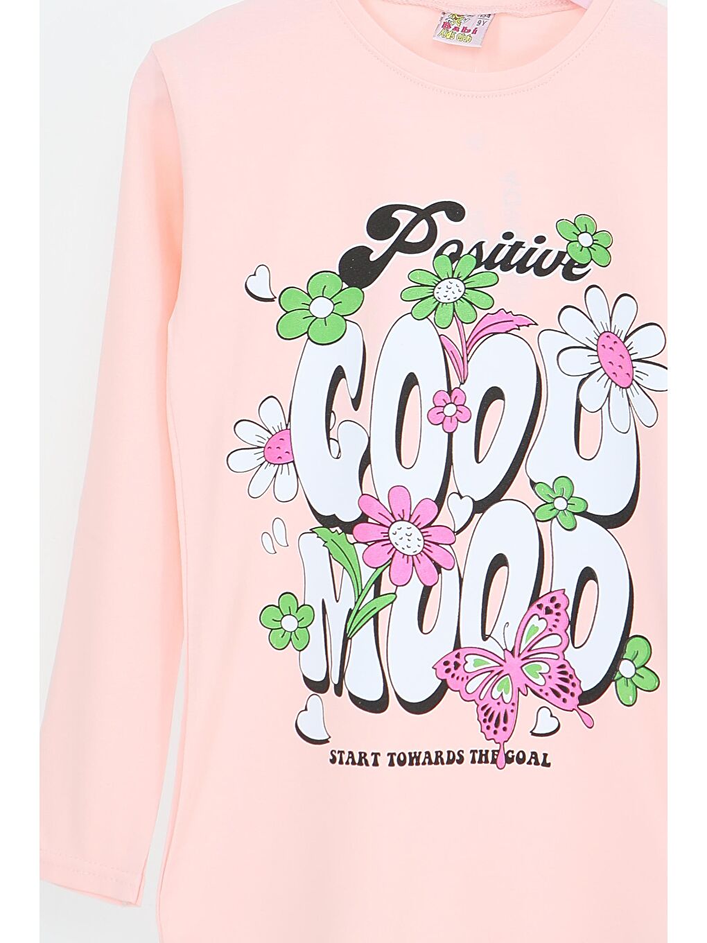 Pembe Kız Çocuk Pudra Uzun Kollu Baskılı Penye Badi - 27691-1