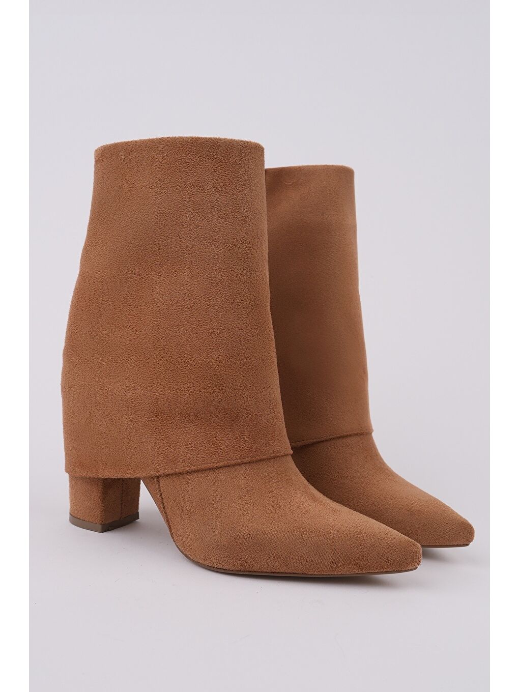 Kahverengi İMPERA Sivri Burun Kalın Topuklu Fermuarlı Kadın Bot-1