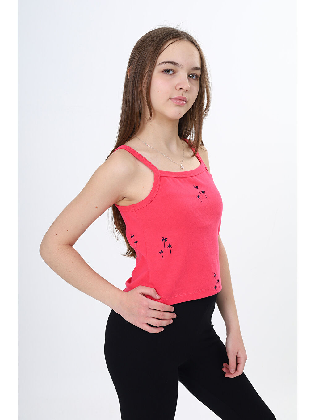 Fuşya Kız Çocuk Baskılı Atlet-1