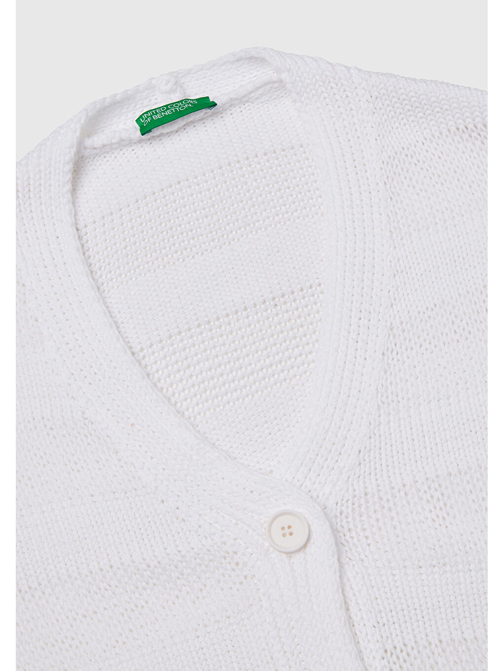 Kadın Beyaz %100 Pamuk Şerit Efektli Düşük Omuzlu Örme Relax Fit Hırka-5