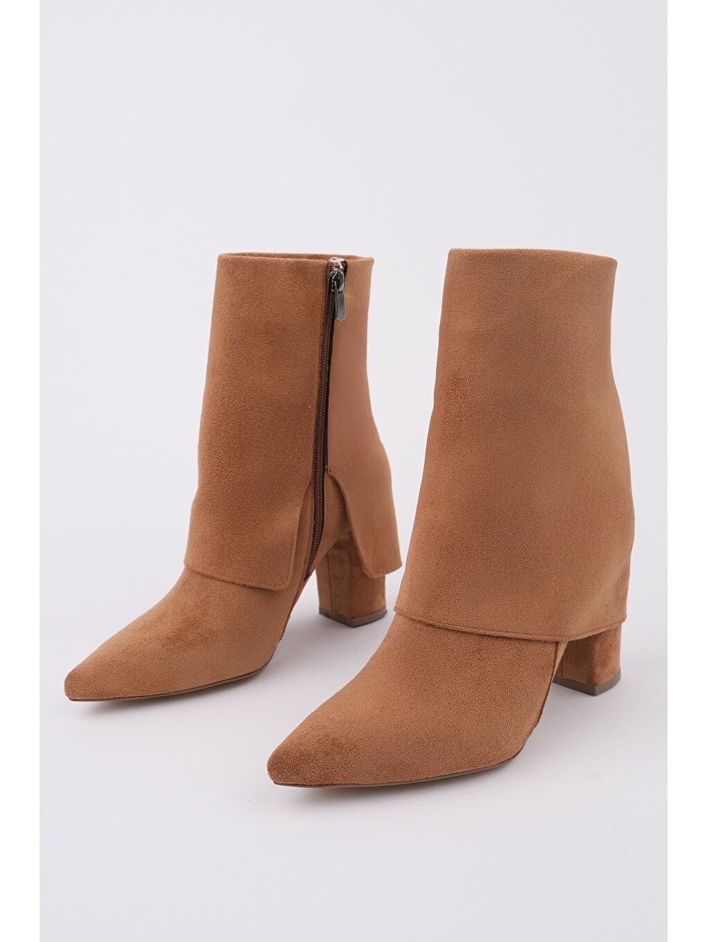 Kahverengi İMPERA Sivri Burun Kalın Topuklu Fermuarlı Kadın Bot-2