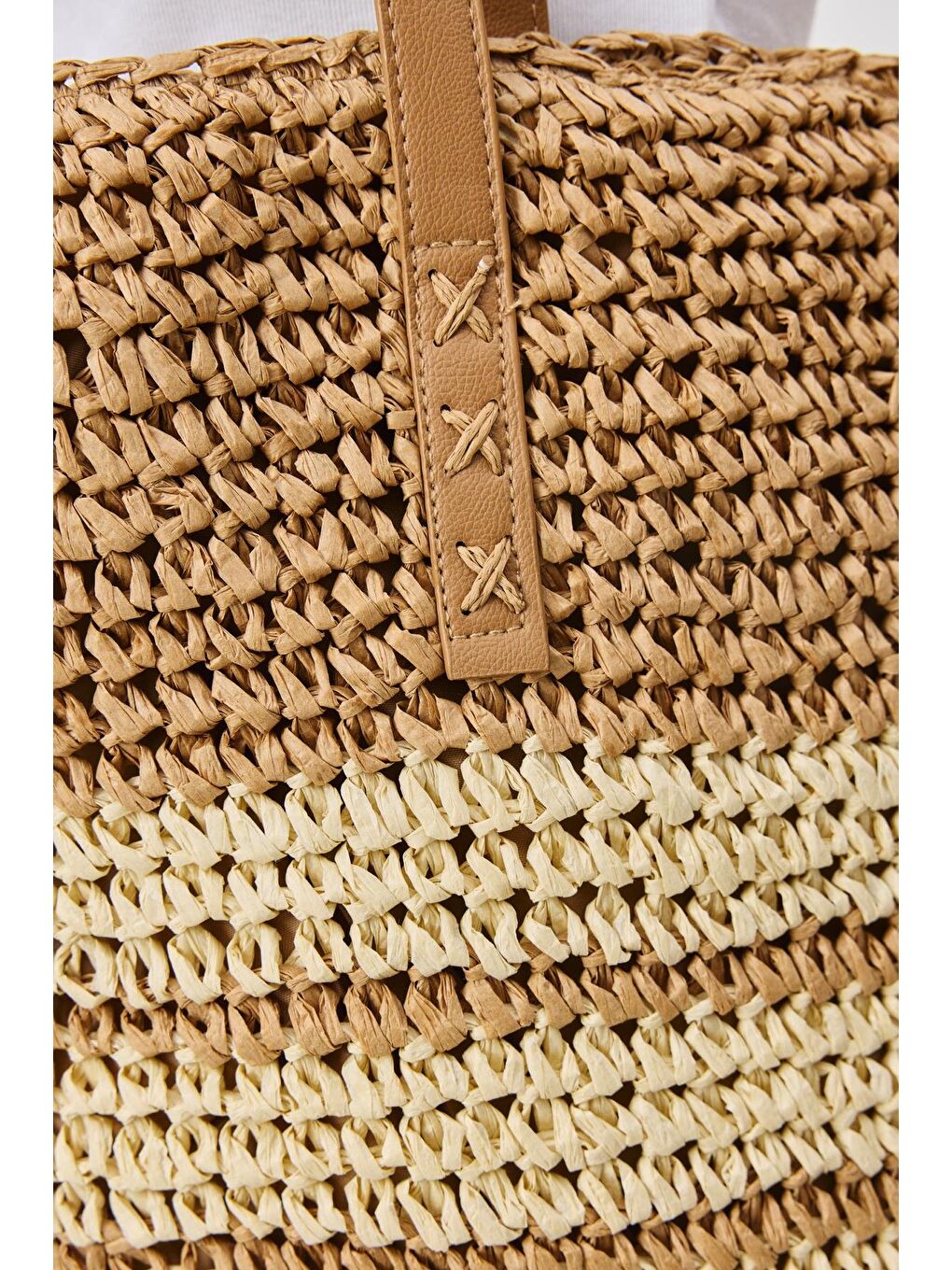 Bej Hasır Omuz Çantası Y9206 Vizon-3