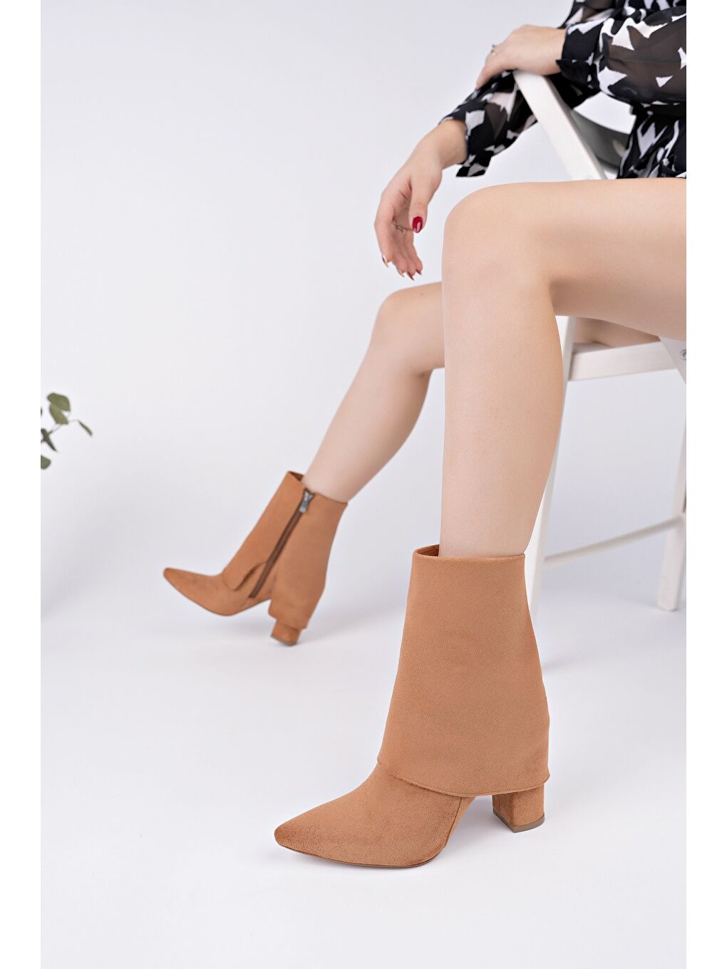 Kahverengi İMPERA Sivri Burun Kalın Topuklu Fermuarlı Kadın Bot-3