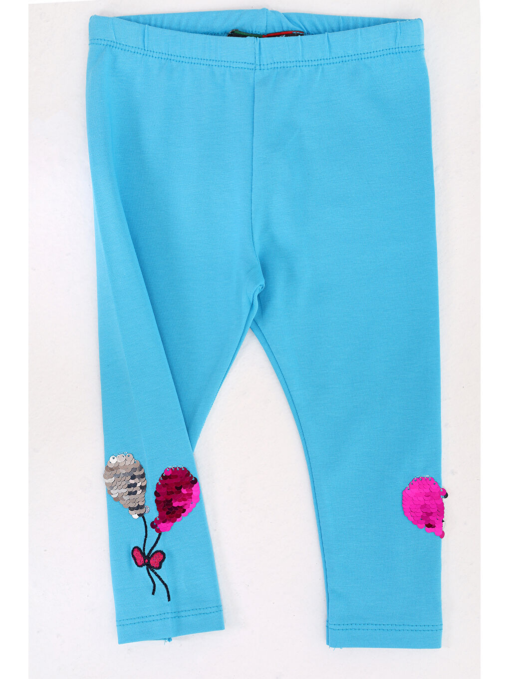 Turkuaz Kız Çocuk Paçası Çevirmeli Pullu Tayt-1