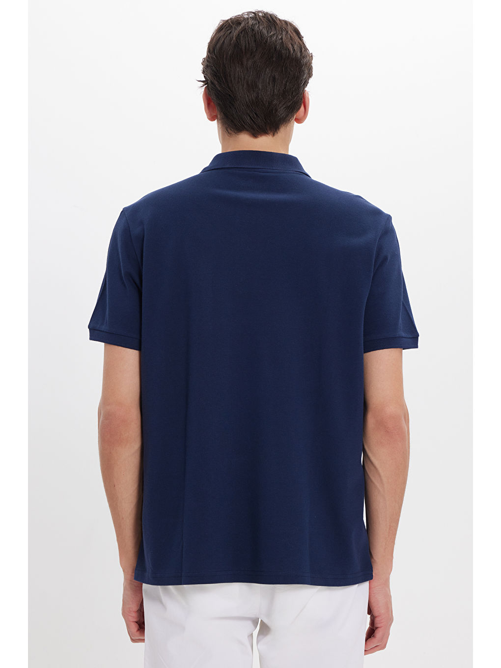 Erkek Regular Fit Klasik Kesim %100 Pamuk Düz Pike Lacivert Polo Yaka Tişört-5