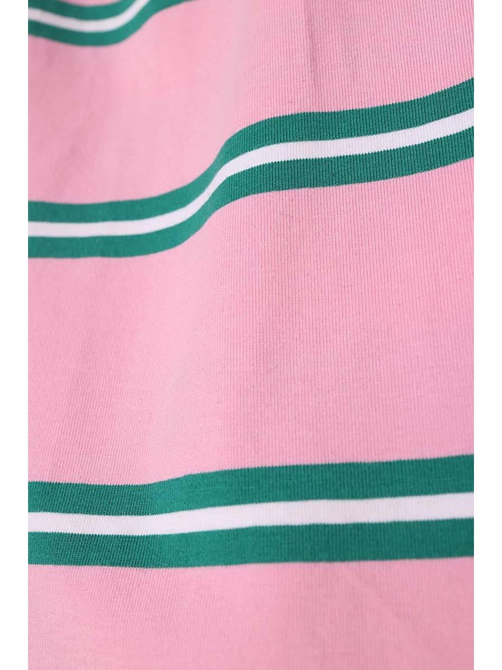 Pembe-Yeşil-Pamuklu Çizgili İçlik Gömlek Etek-3