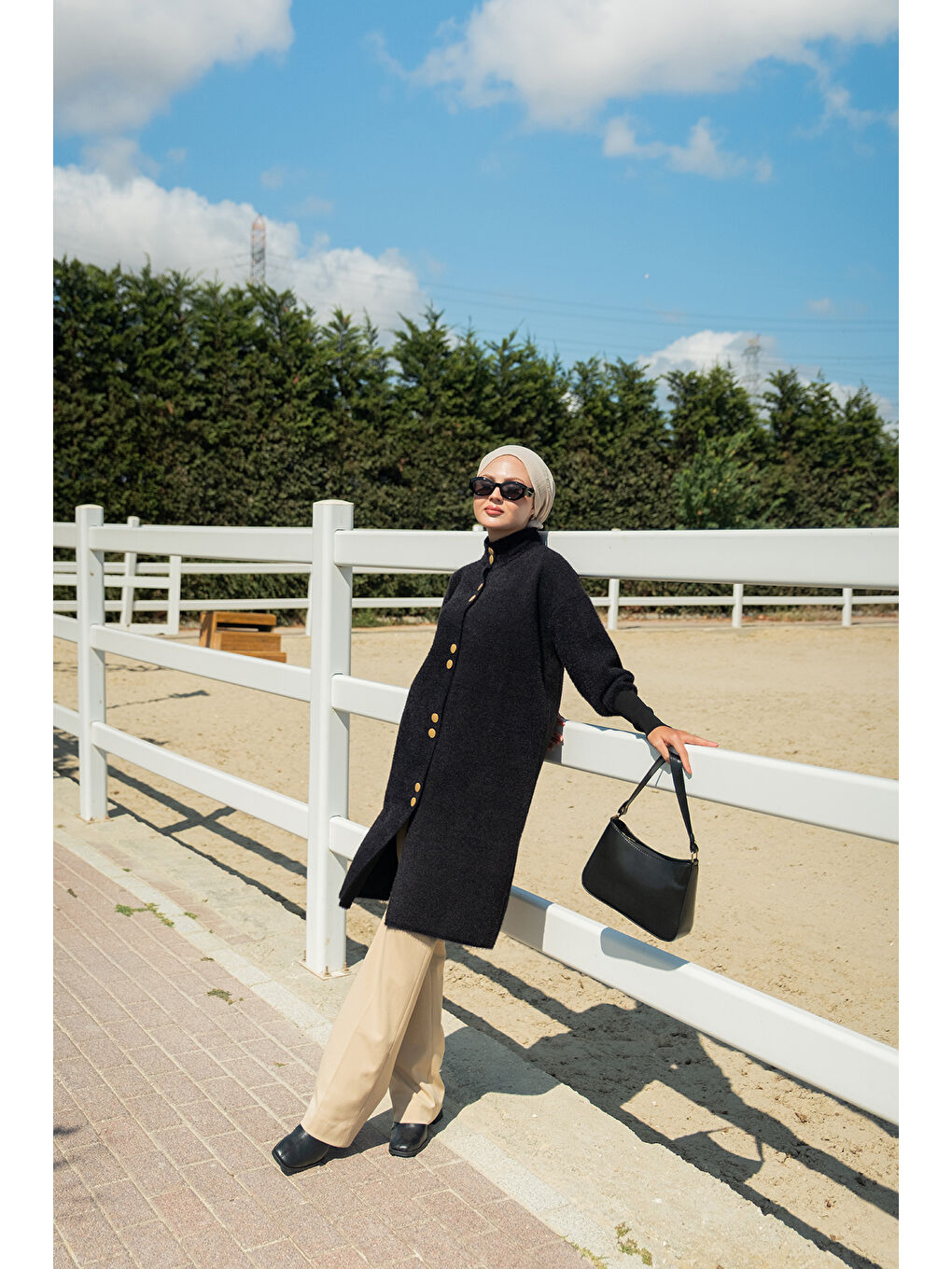 Kadın Düğmeli Triko Ceket Siyah-2