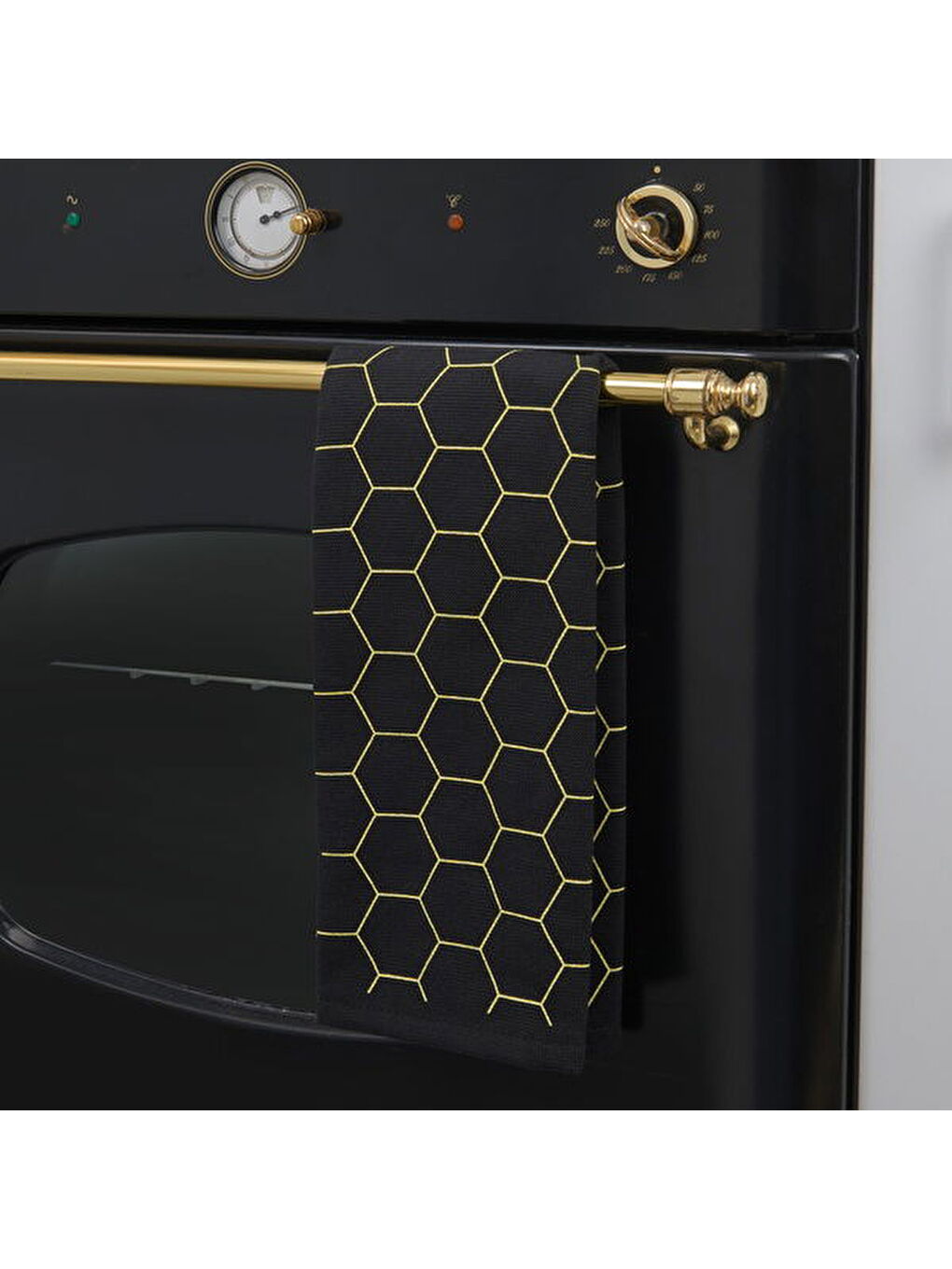 Soft Hexagon Mutfak Havlusu - Siyah - 40x66 cm-1