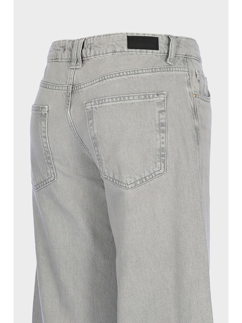 Weslie Gri Yüksek Bel Patı Fermuarlı Wideleg Jean Pantolon C 4871-005-2