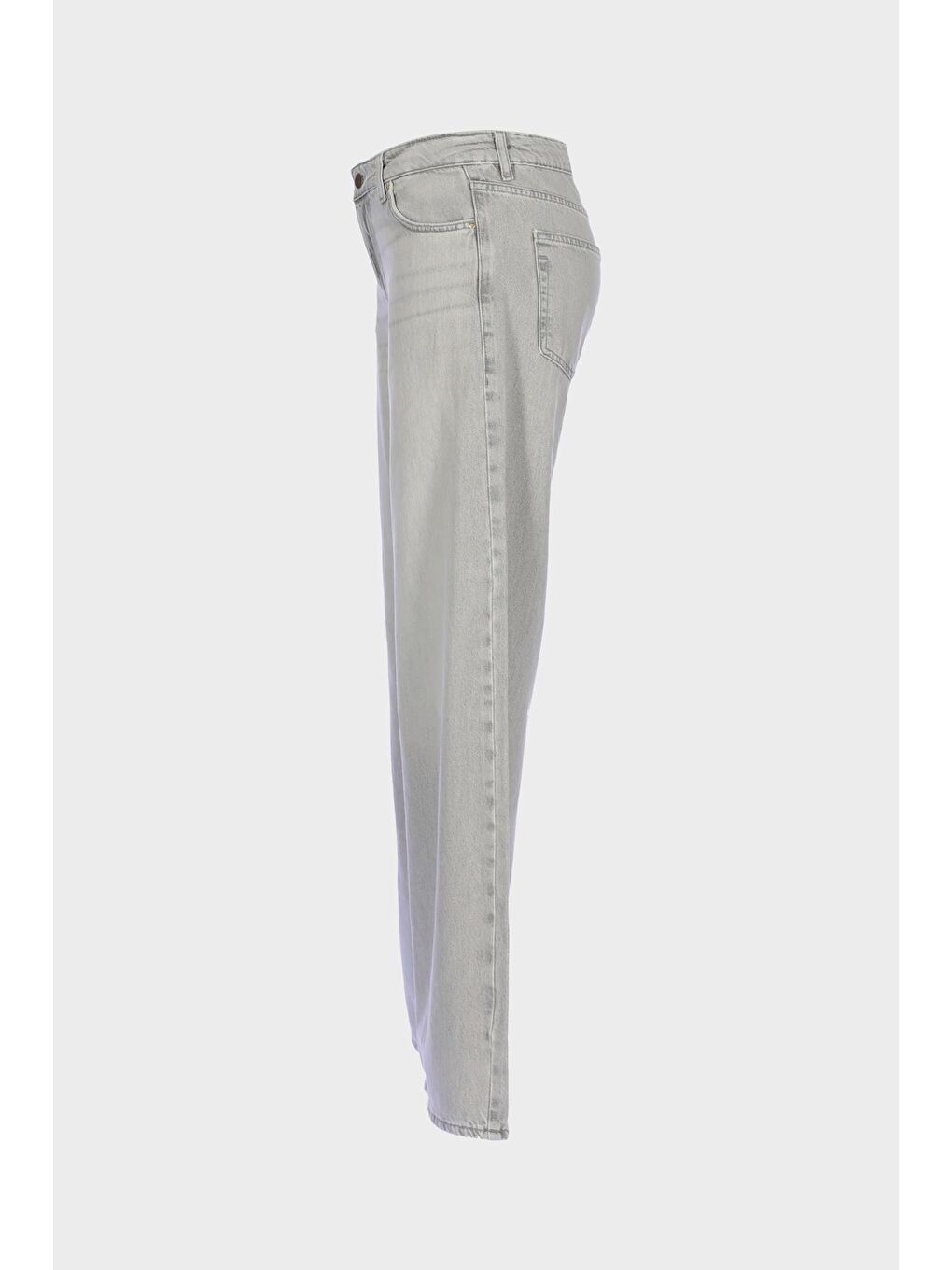 Weslie Gri Yüksek Bel Patı Fermuarlı Wideleg Jean Pantolon C 4871-005-3