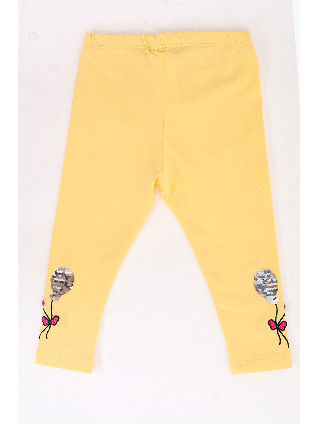 Sarı Kız Çocuk Paçası Çevirmeli Pullu Tayt-3