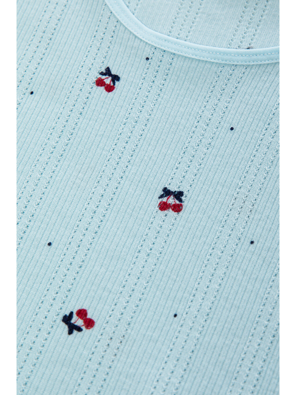 Mavi Kız Çocuk Pamuklu Çiçek Desenli Fiyonklu Kalın Askılı Şortlu Pijama Takımı-5