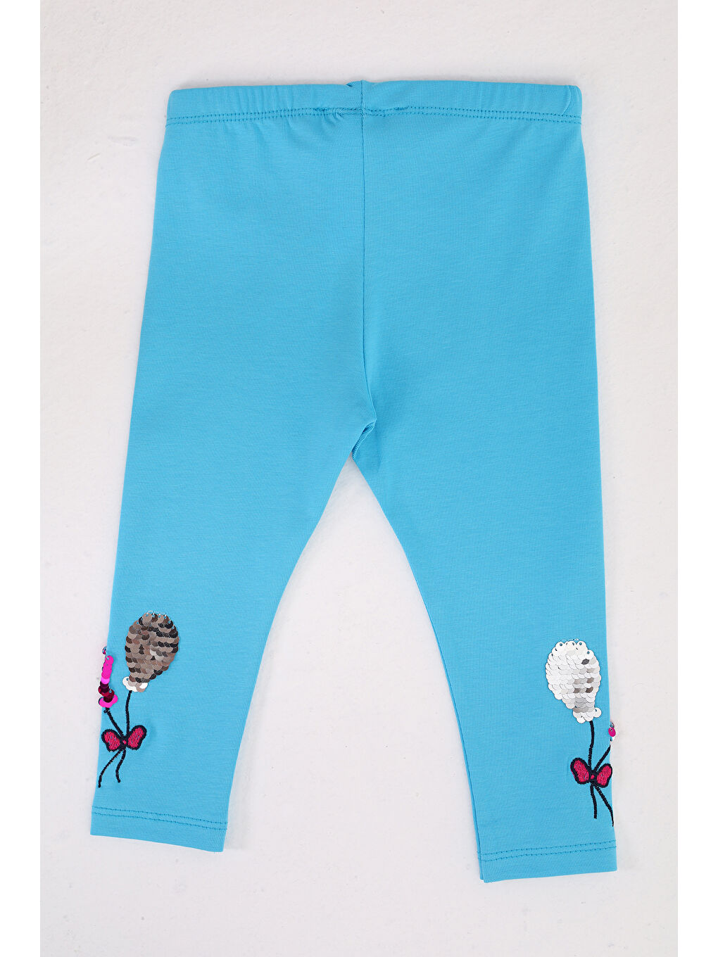 Turkuaz Kız Çocuk Paçası Çevirmeli Pullu Tayt-2