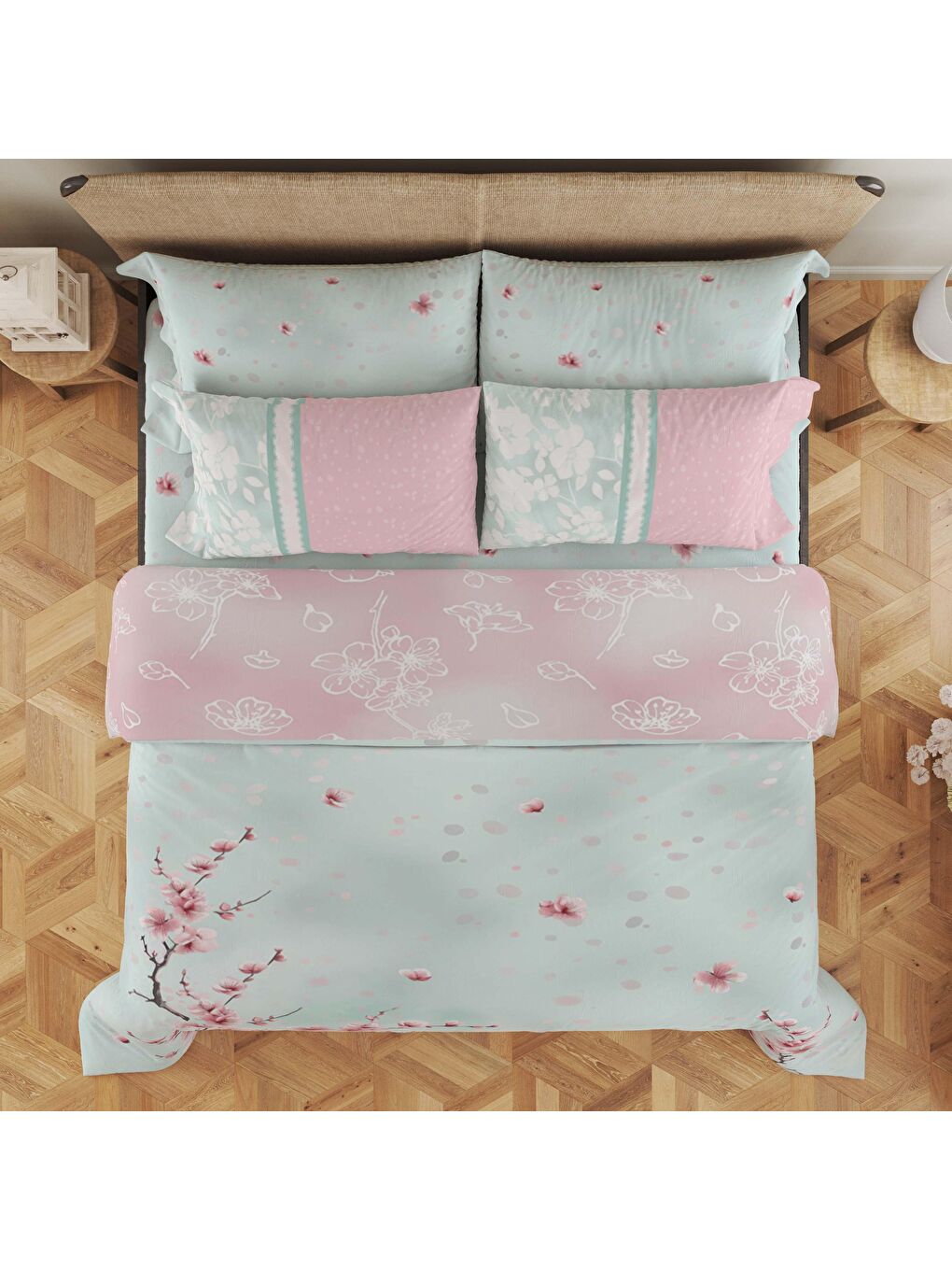 Karışık Baskılı,Desenli Çift Kişilik Nevresim Takımı (ÇARŞAFSIZ) 200x220 cm-1