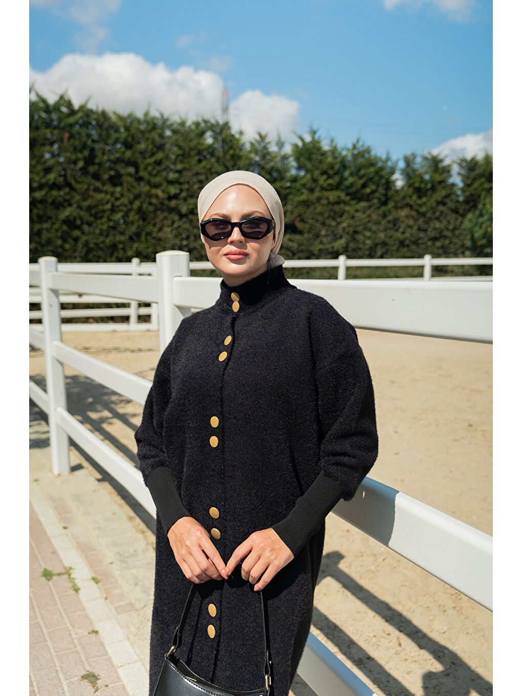 Kadın Düğmeli Triko Ceket Siyah-3