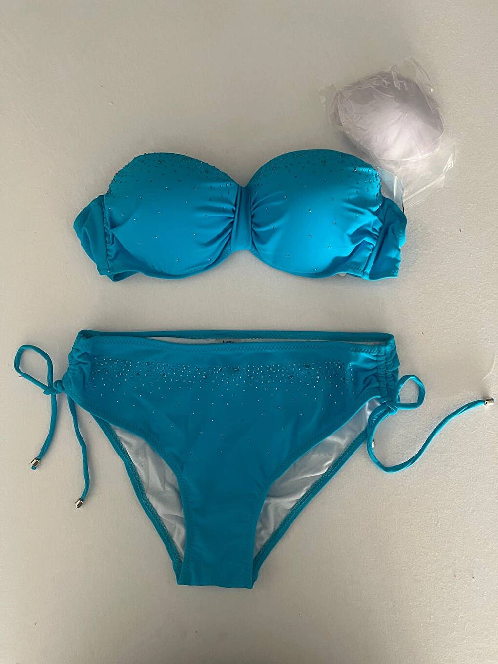 Kadın Mavi Taş İşlemeli Astarlı Bikini Takım HZL25S-LC3361-2