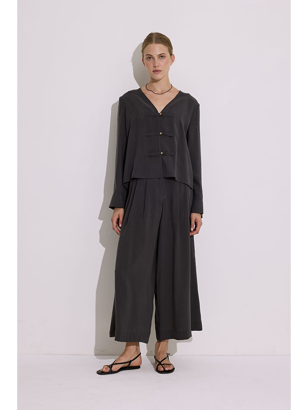 Modal Geniş Kollu Bluz Antrasit-1