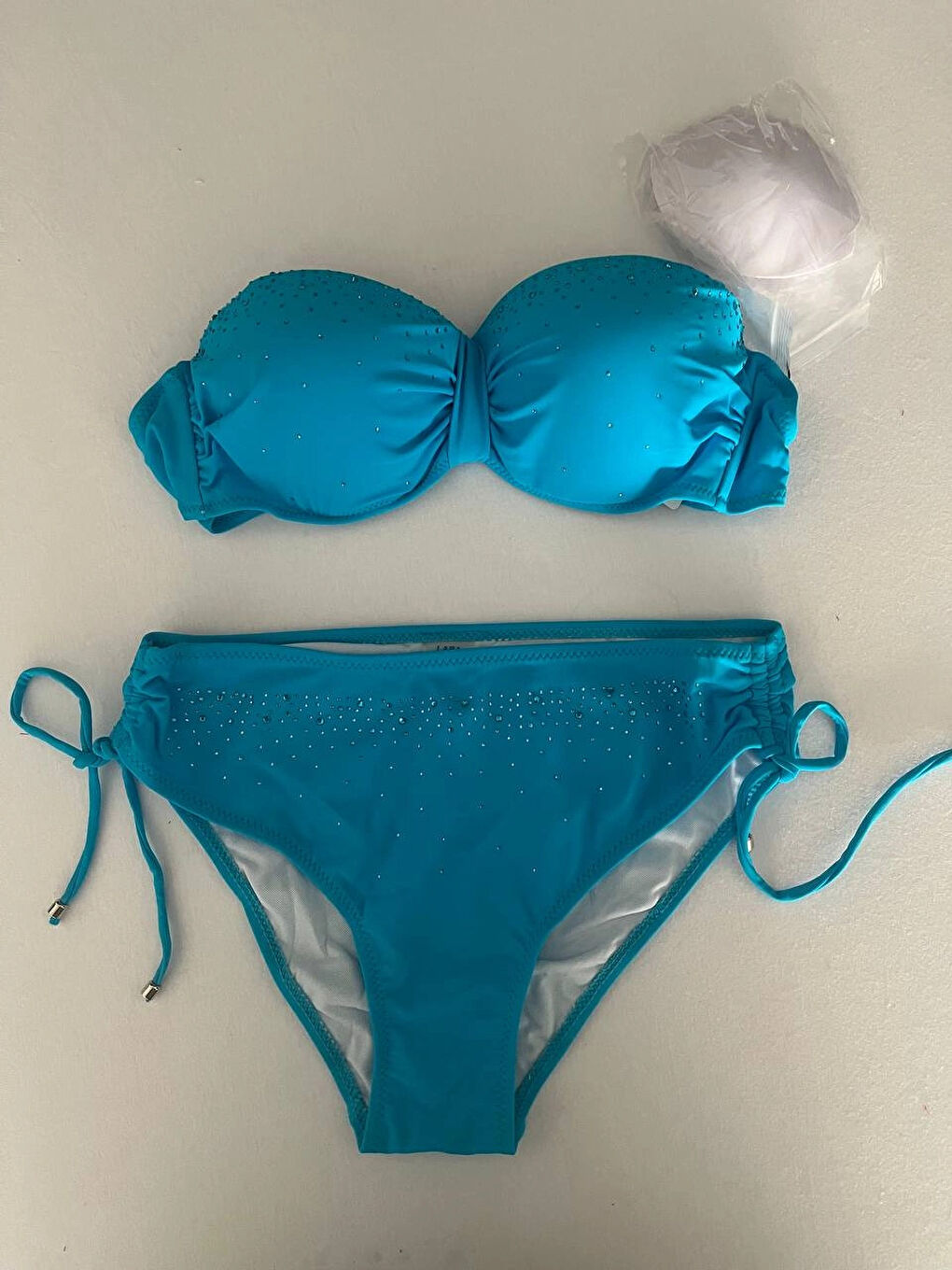 Kadın Mavi Taş İşlemeli Astarlı Bikini Takım HZL25S-LC3361-3