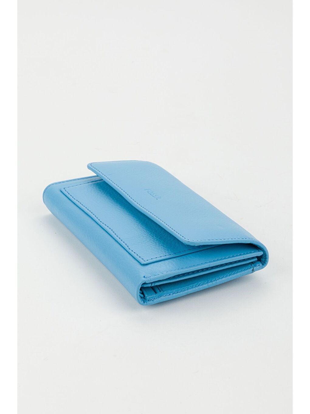 Kutulu Hakiki Deri Mavi Orta Boy Çok Gözlü Kadın El Portföyü Kartlık Cüzdan