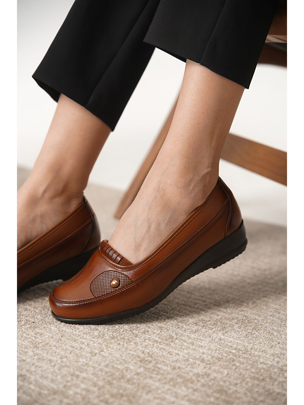 Kahverengi D042 Günlük Ortopedik Kadın Ayakkabı-2