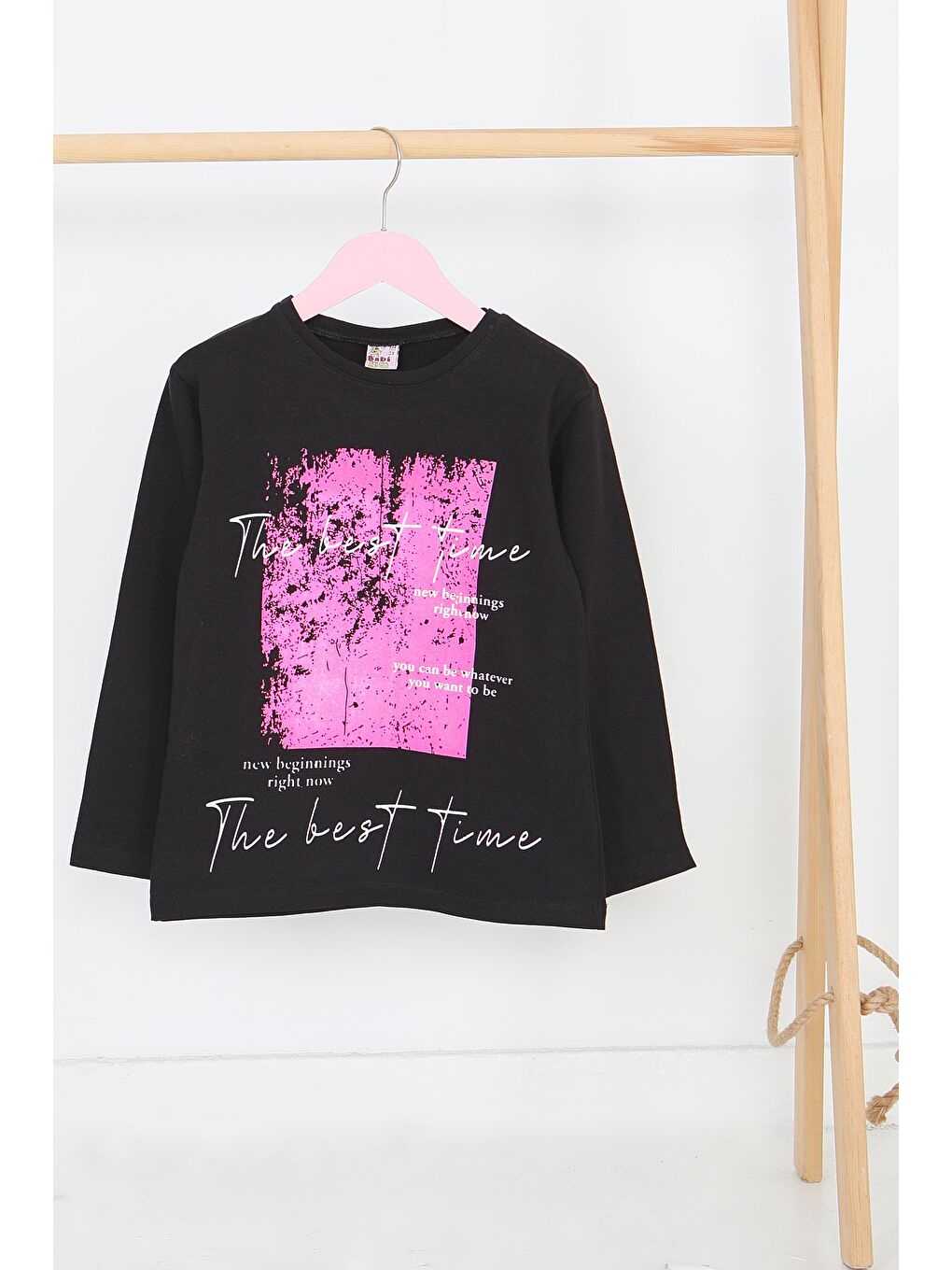 Kız Çocuk Siyah Uzun Kollu Baskılı Penye Badi - 27693