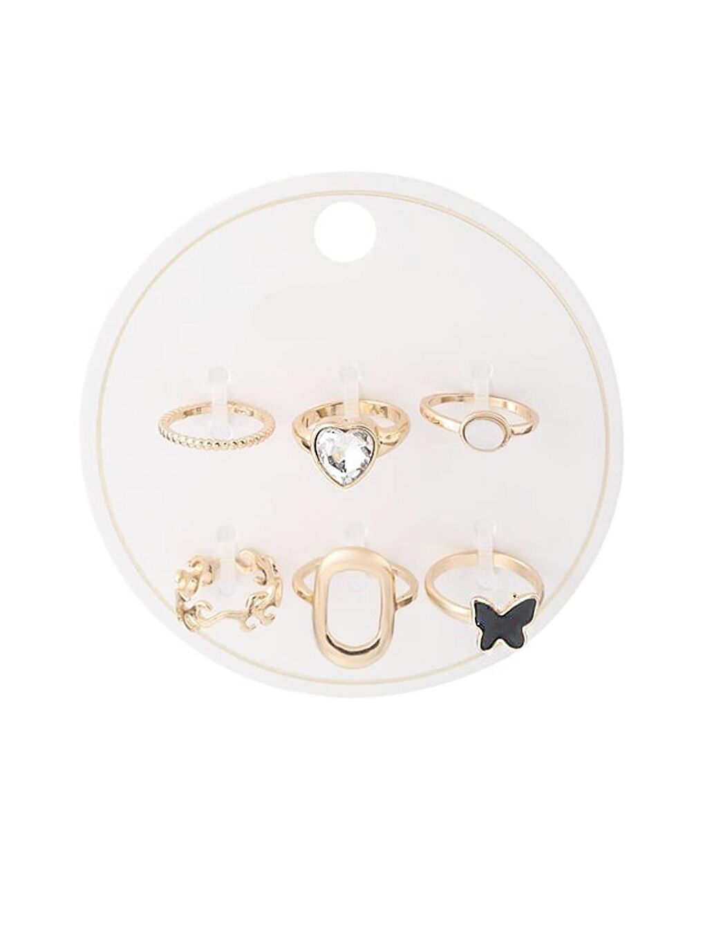 Siyah 6'lı Altın Kaplama Yüzük Seti