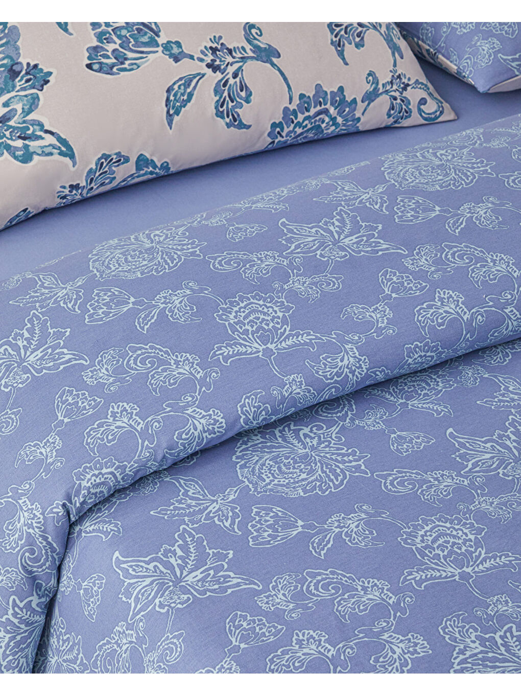 Curioleaf Pamuk Tek Kişilik Nevresim Takımı 160x220 cm Mavi - Bej-6