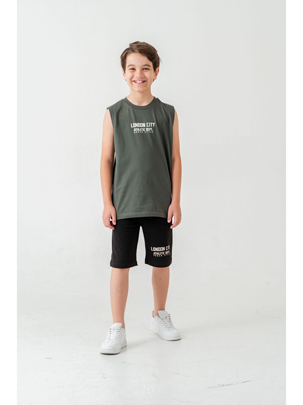 Haki London City Athletic Dept. Urban Style Erkek Çocuk Şort - Tişört Takımı