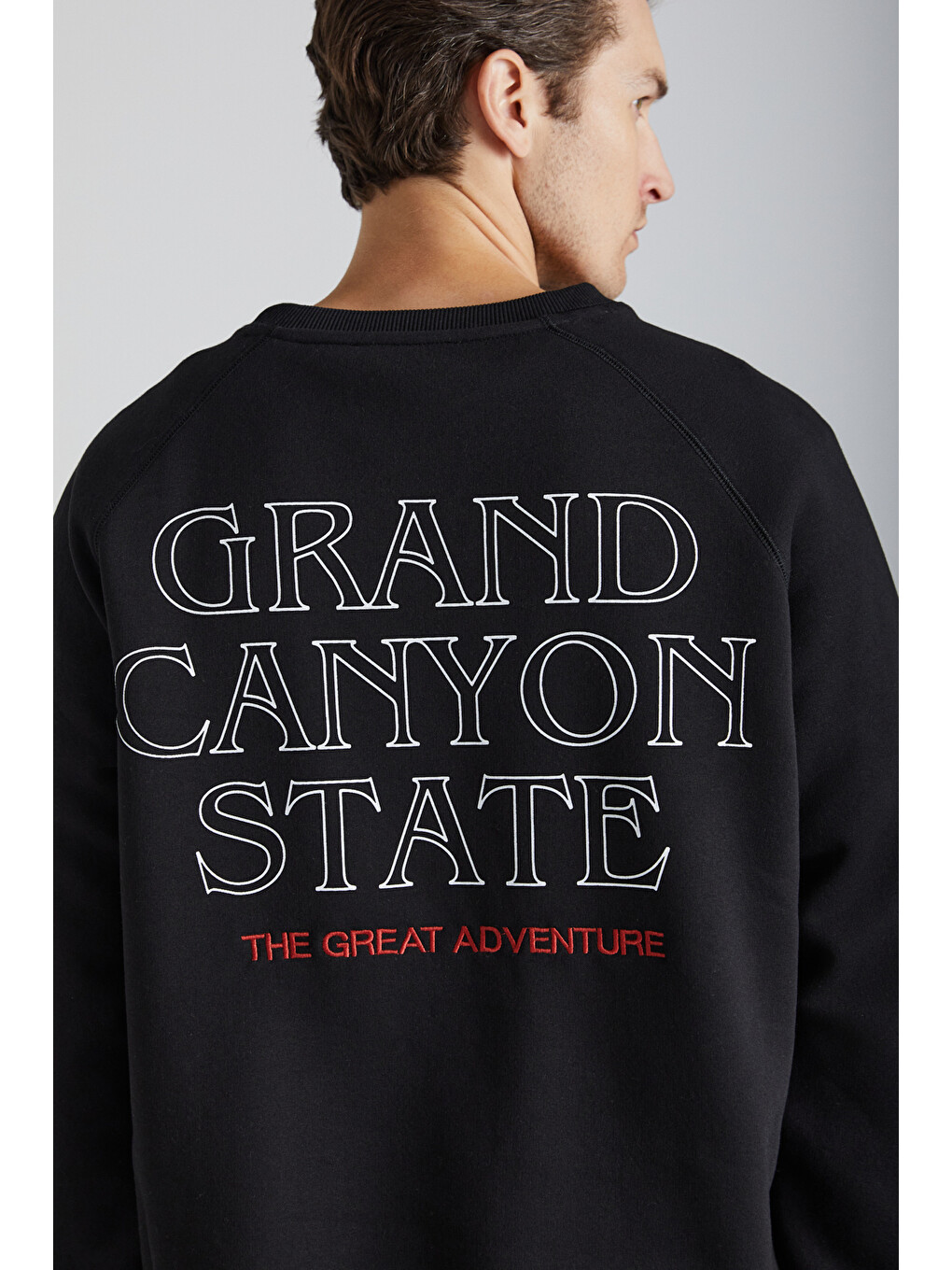 Domagoj Erkek Organik Pamuklu Western Baskılı Bisiklet Yaka Oversize Siyah Sweatshirt-4
