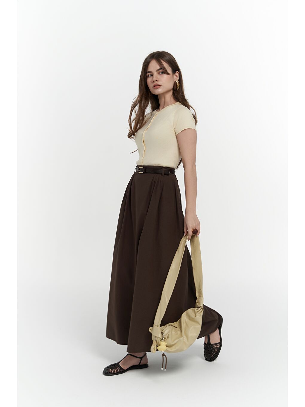 Kahverengi Rhea Köprü Detay Uzun Kahve Etek-2