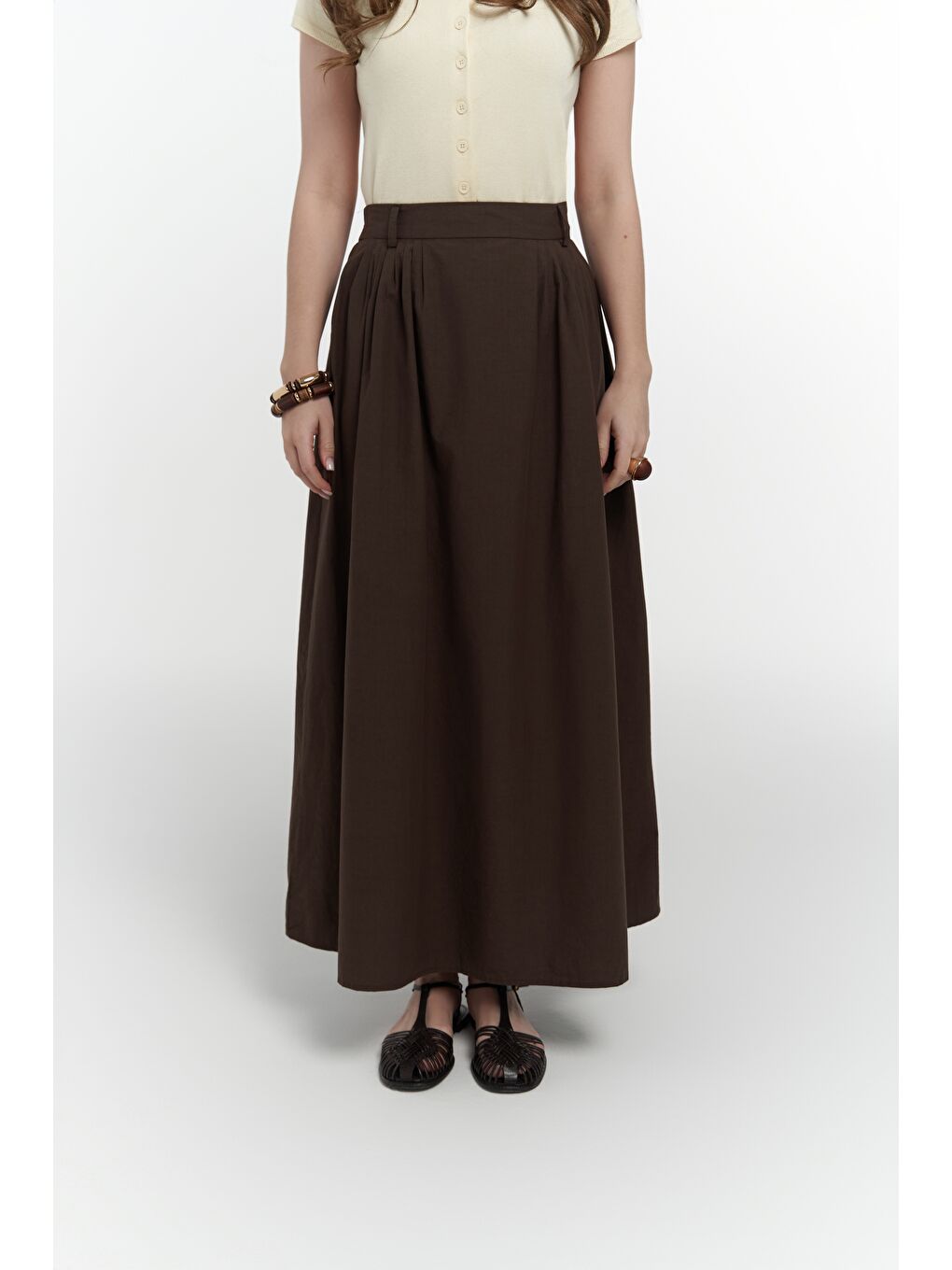 Kahverengi Rhea Köprü Detay Uzun Kahve Etek-3