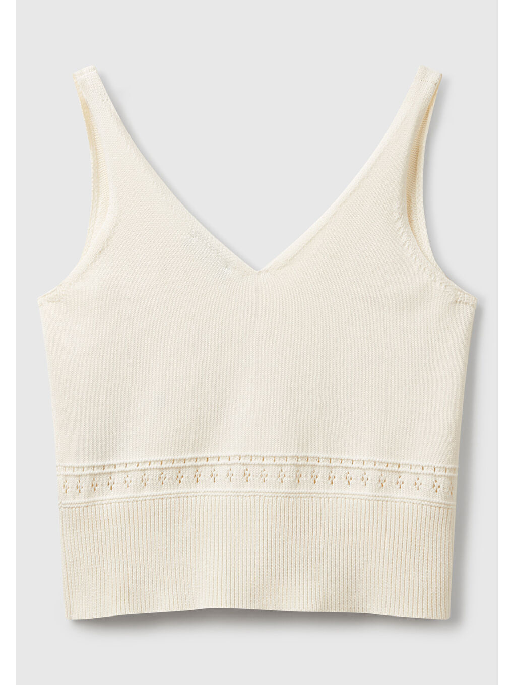 Ekru Kadın Krem %100 Pamuk Çiçek İşlemeli Göğsü Büzgülü Regular Fit Triko Atlet-3