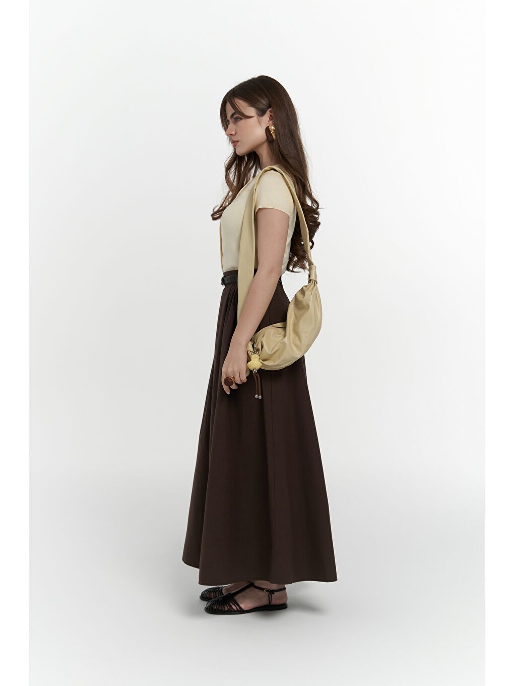 Kahverengi Rhea Köprü Detay Uzun Kahve Etek-5