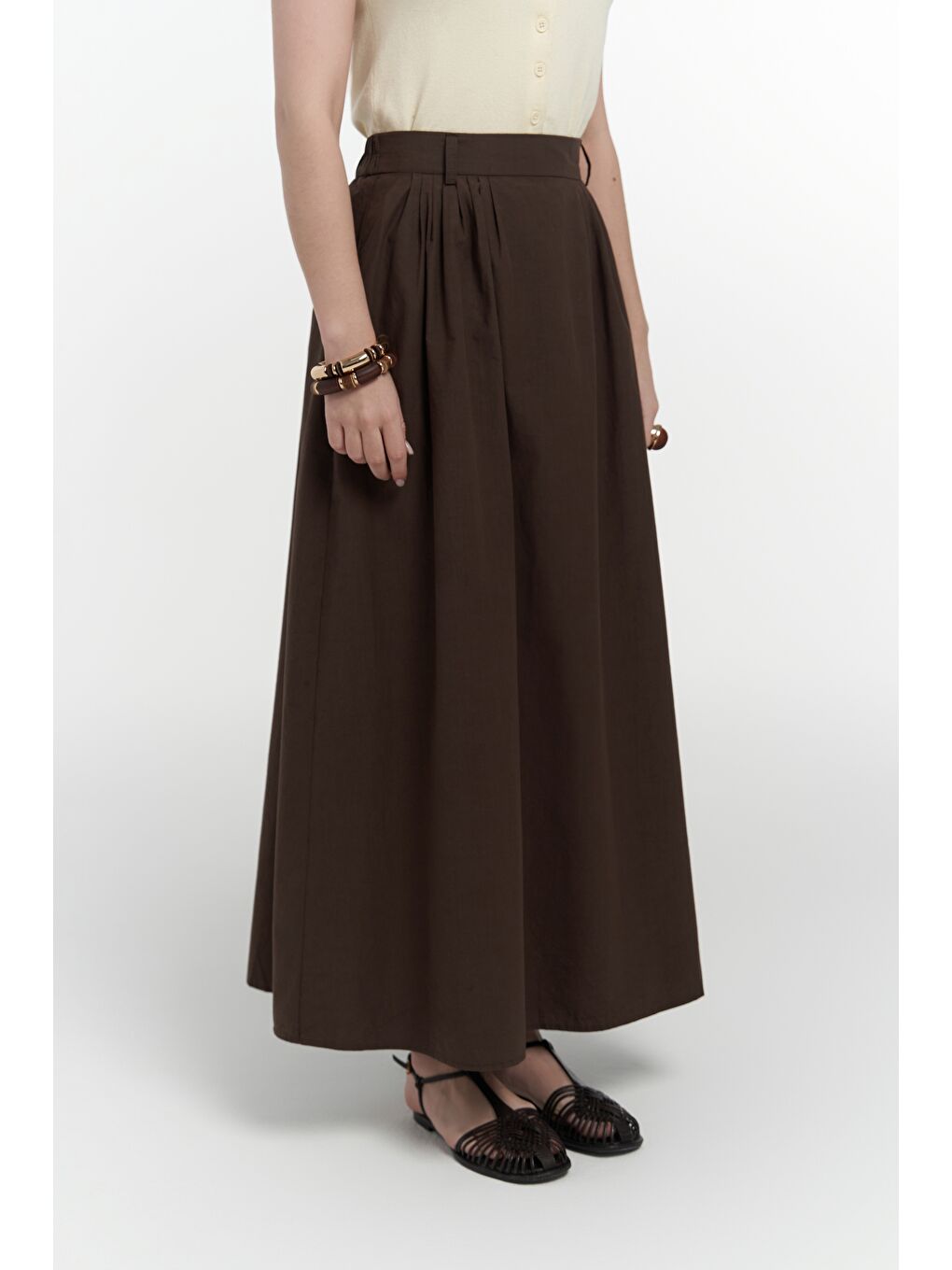 Kahverengi Rhea Köprü Detay Uzun Kahve Etek-6