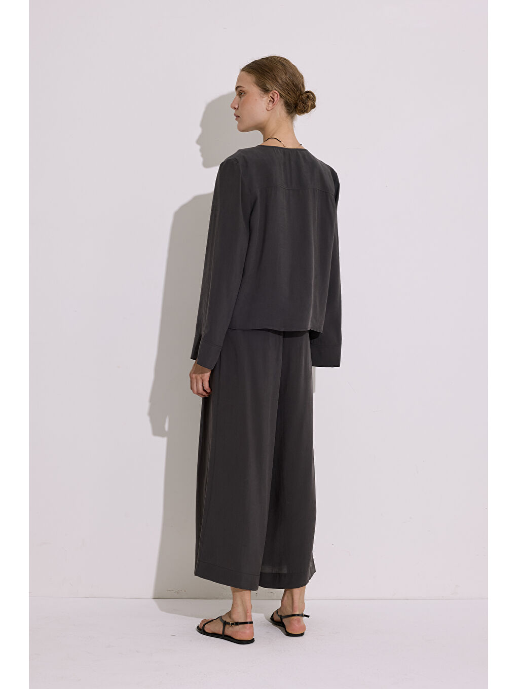 Modal Geniş Kollu Bluz Antrasit-5