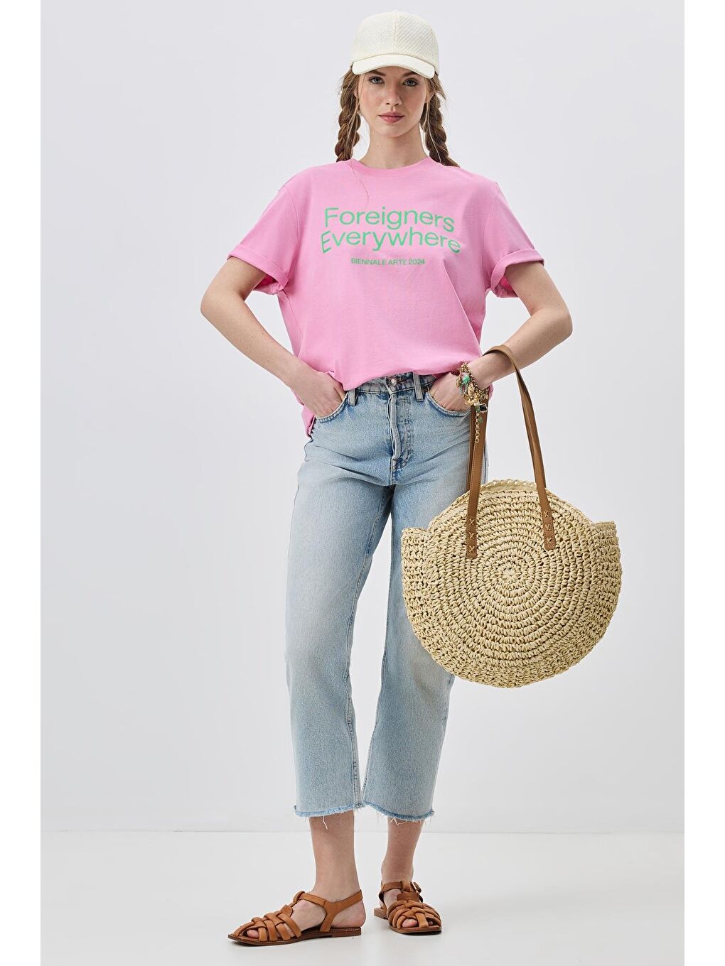 Hasır Omuz Çantası Y9207 Bej-1