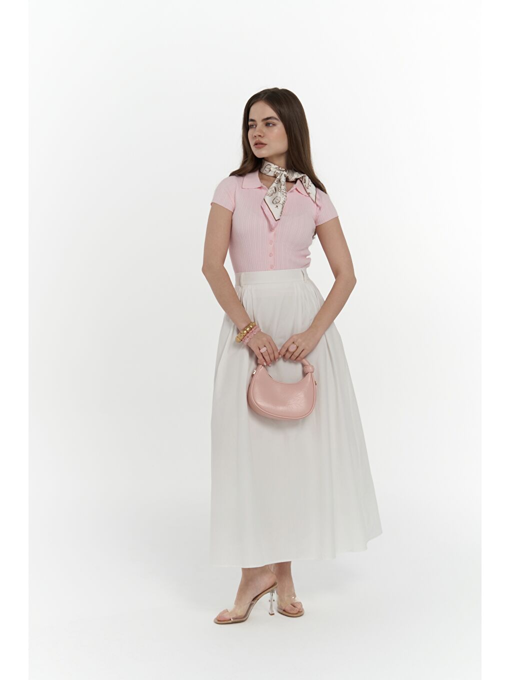 Rhea Köprü Detay Uzun Ekru Etek-2